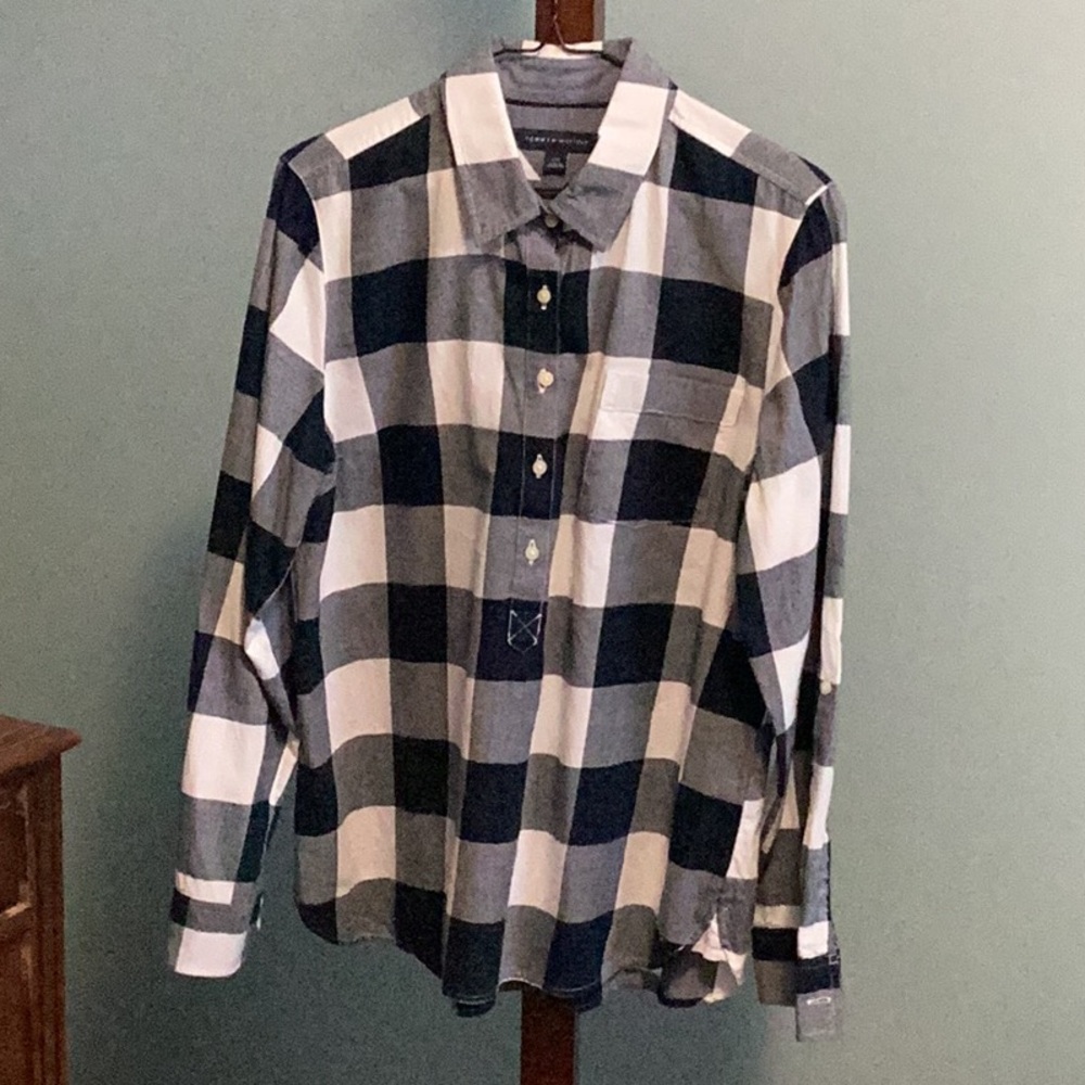 Tommy Hilfiger Blue and White Plaid Blouse